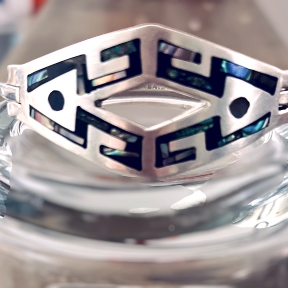 Taxco, Mexico Vintage Earring & Bracelet Set. Sterling Silver 925 with Abalone. - Picture 4 of 9